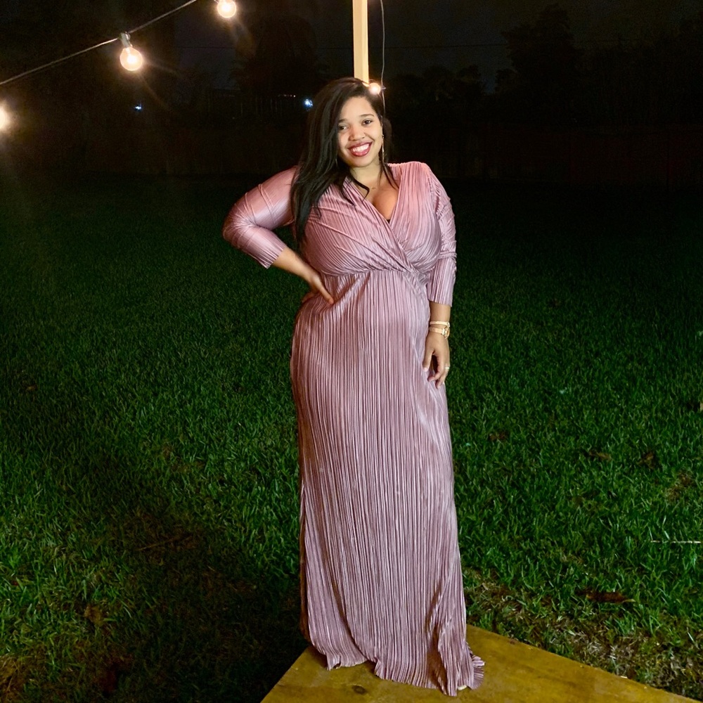 Long sleeve rose gold dress